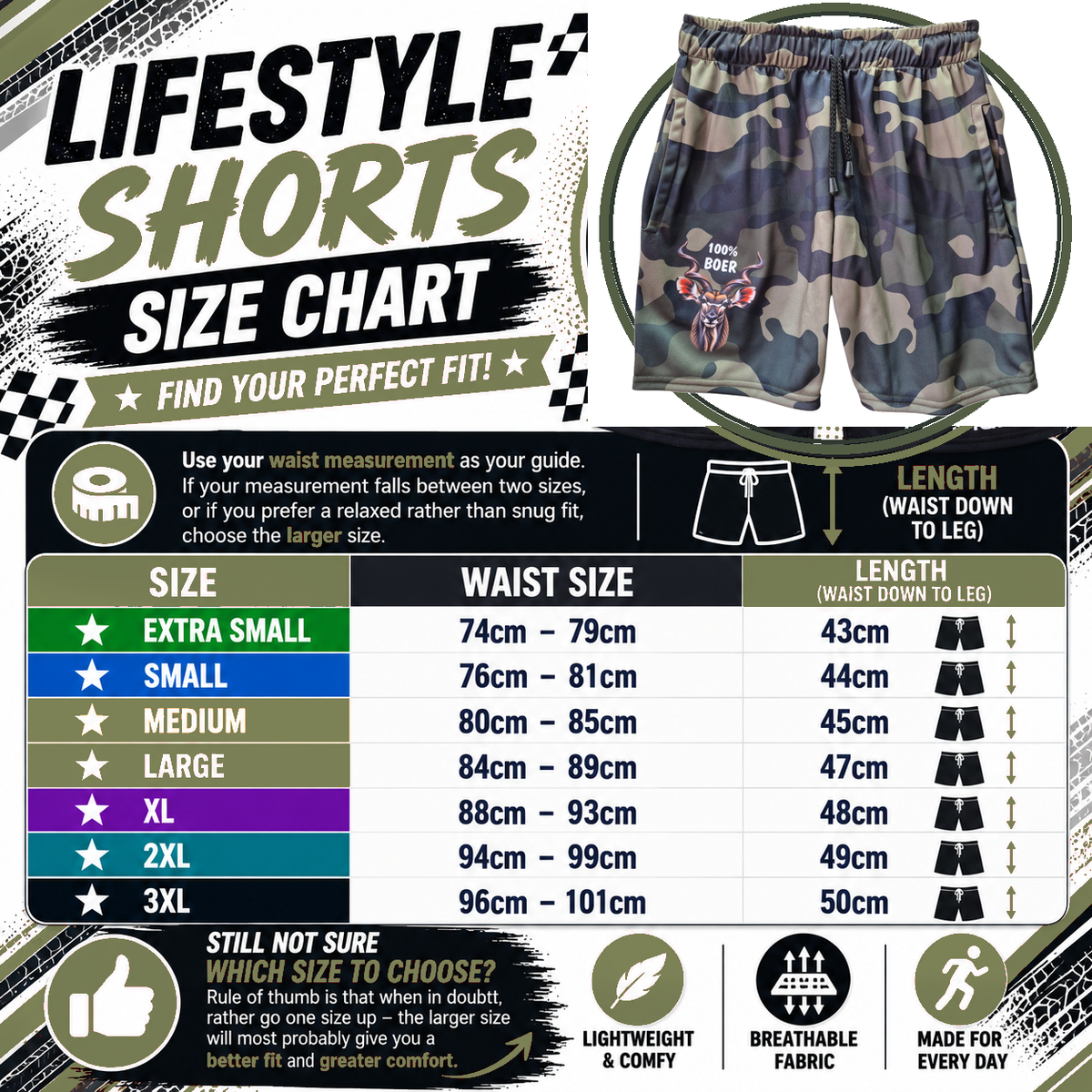 Men's 100% Boer Lifestyle Shorts