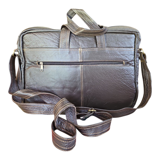 LUXURY LEATHER LAPTOP BAG (BROWN) — view 2