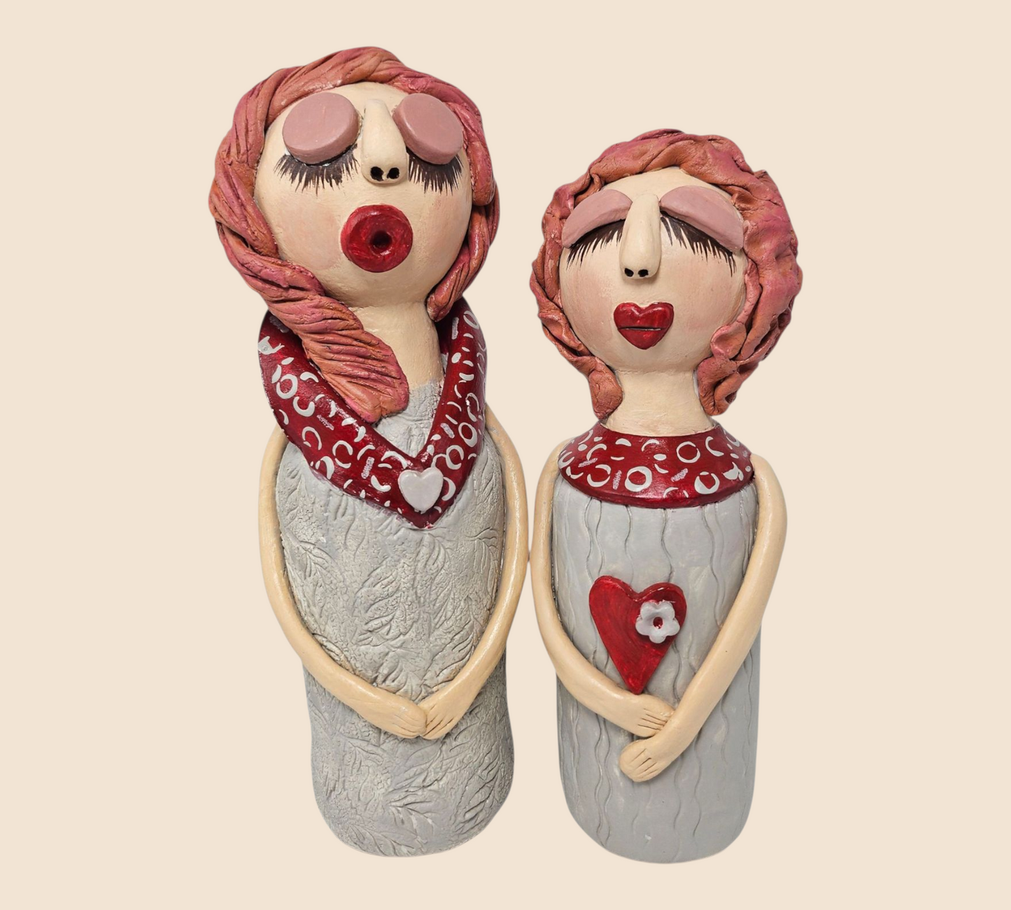Handcrafted Clay Figurine Set 'Romance'