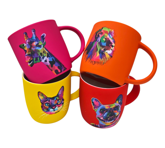 BRIGHT PINK GIRAFFE COFFEE MUG — view 2