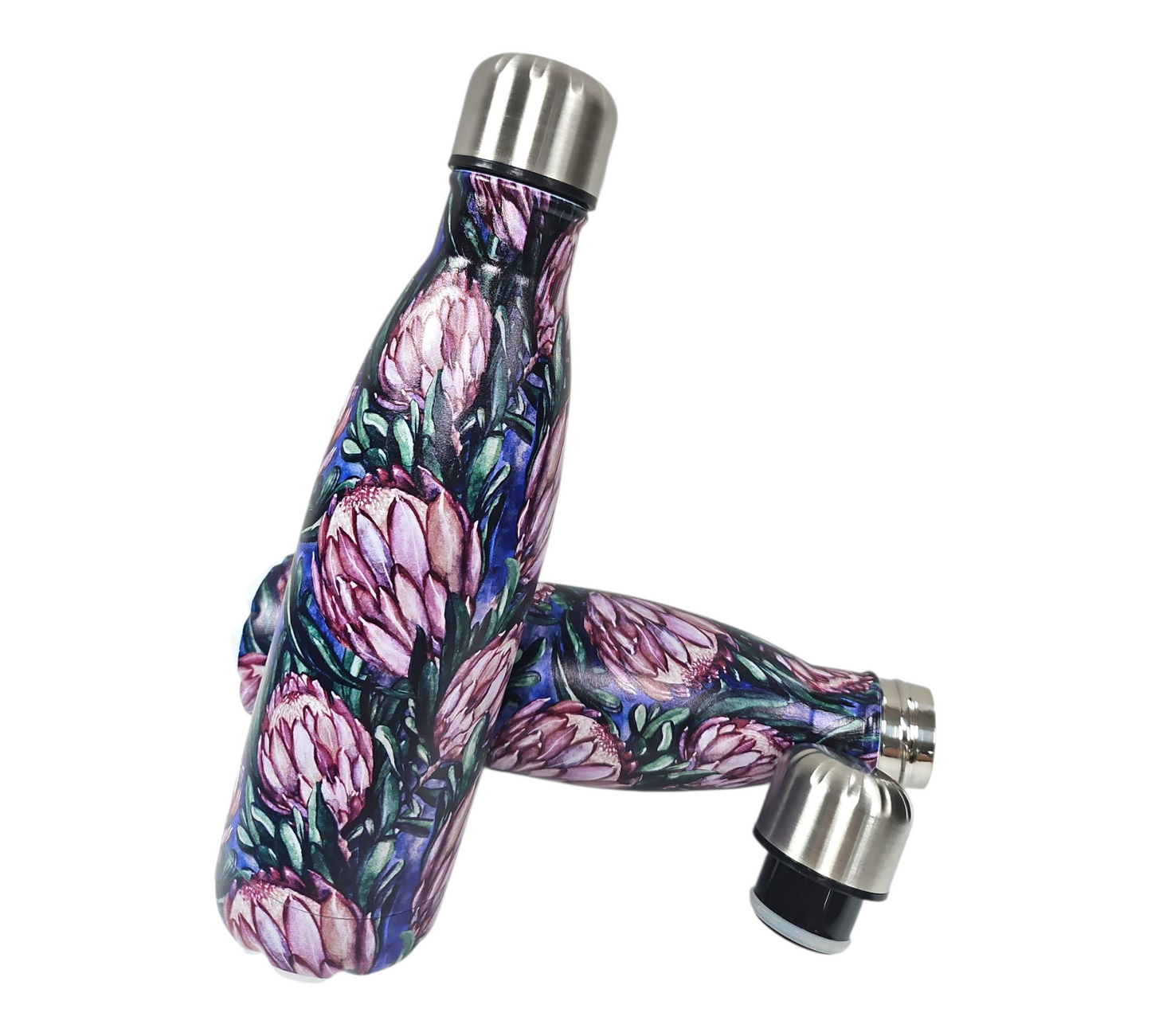 PINK/BLUE PROTEA WATER BOTTLE
