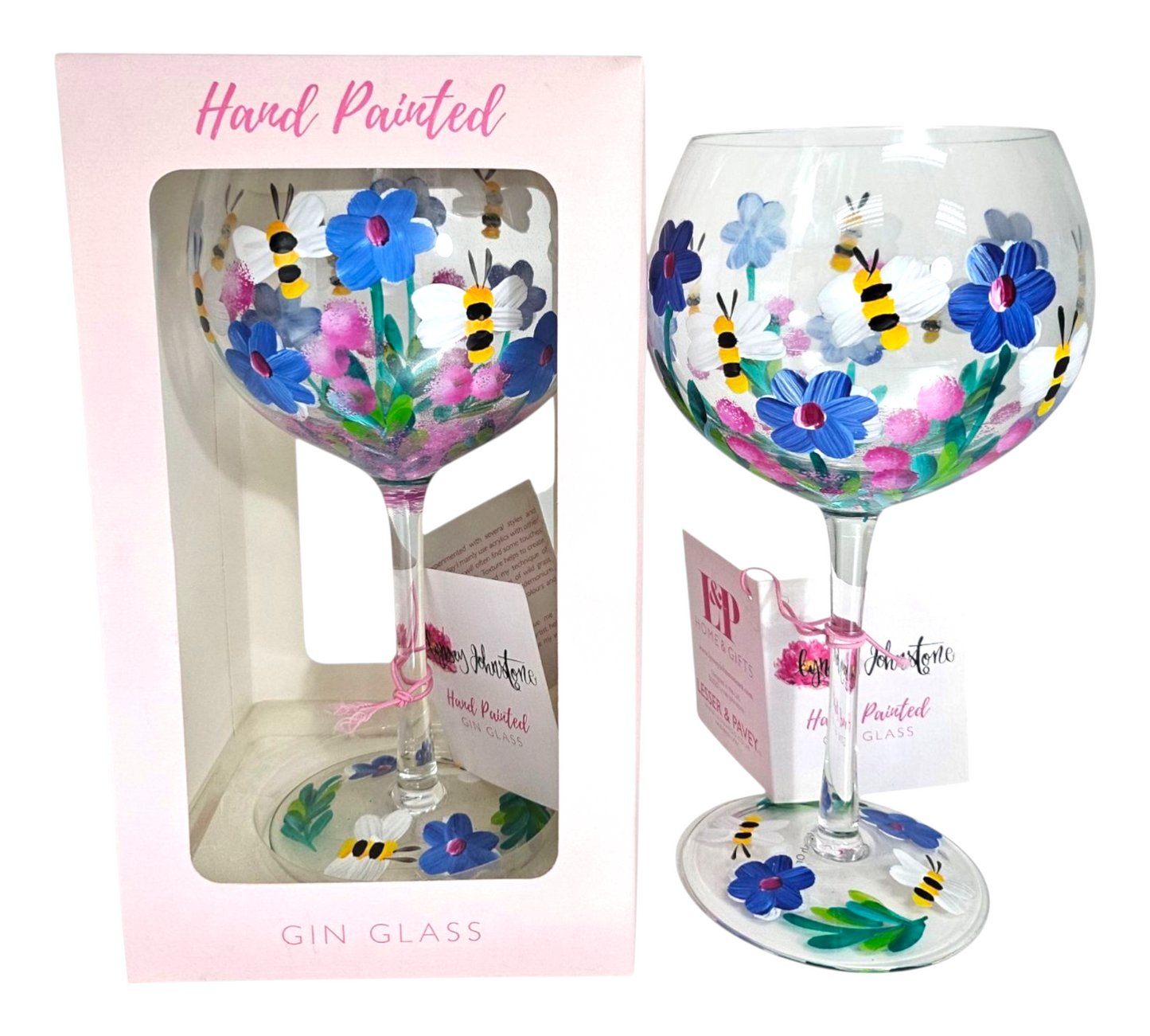 BLOOMS HAND PAINTED GIN GLASS
