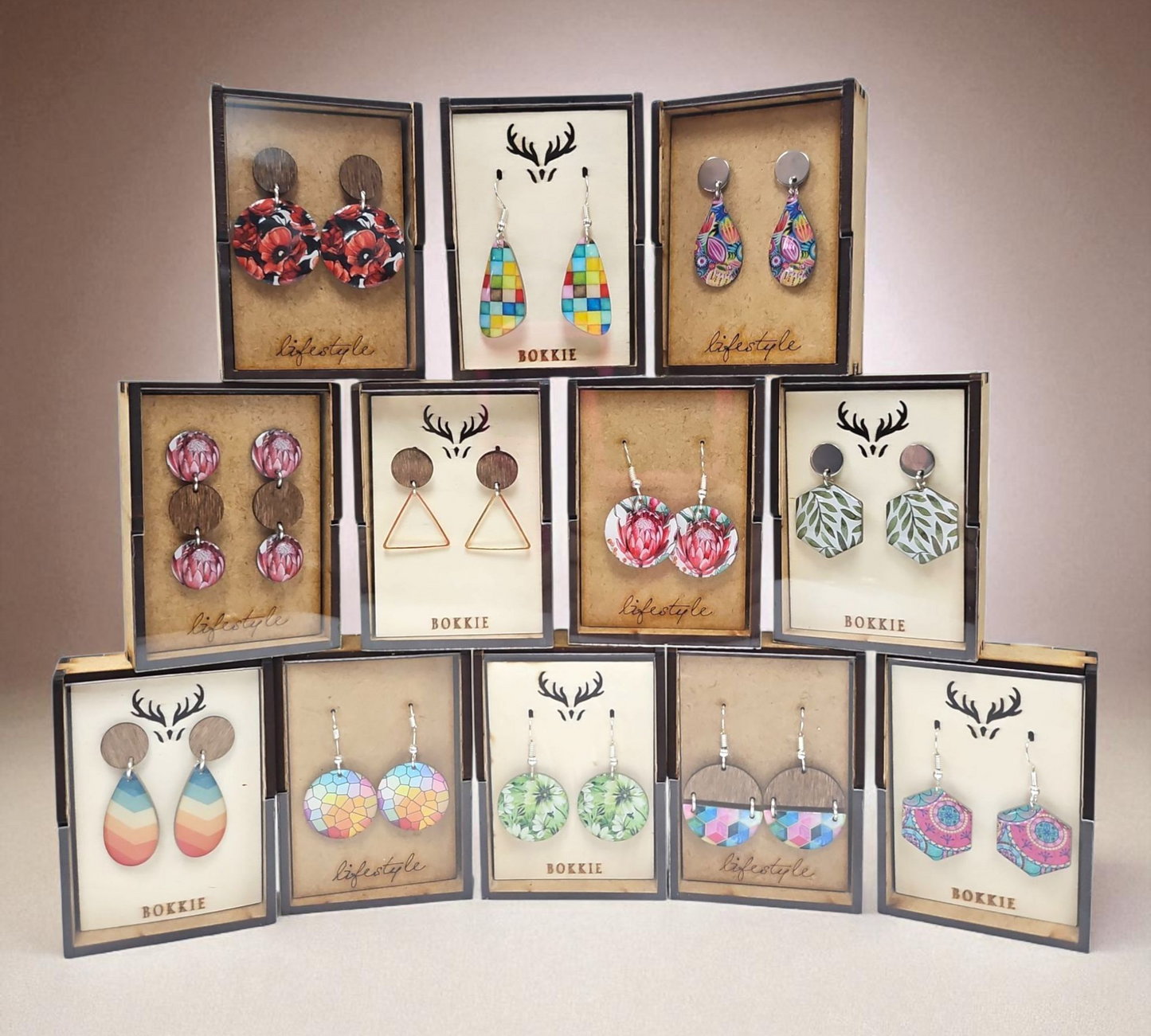 RADIANT/STEEL TEARDROP EARRINGS (In Wooden Gift Box)