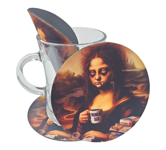 MONDAY SUX MONA LISA COASTER — view 2