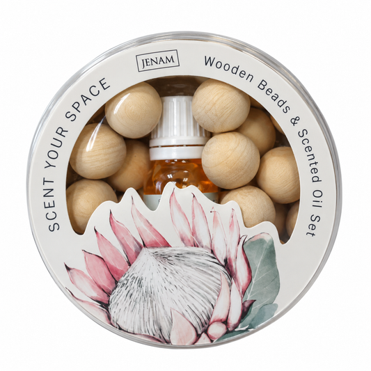 Protea SCENT YOUR SPACE WOODEN BEADS and FRAGRANCE OIL