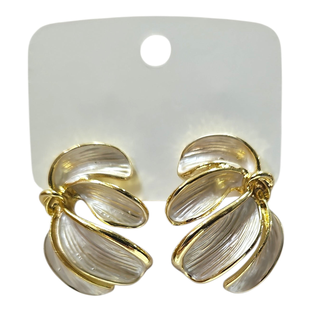 Sophisticated Metal/Enamel Earrings Set (White) — view 3