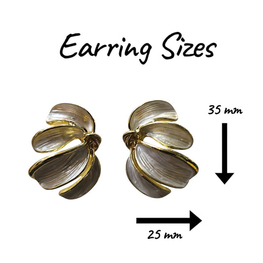 Sophisticated Metal/Enamel Earrings Set (Grey) — view 2