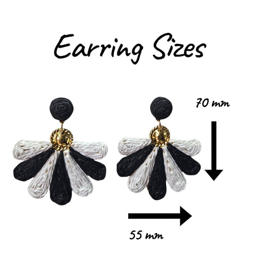 Bright Daisy Hanging/Metal Backing Earrings Set (Black/White) — view 2