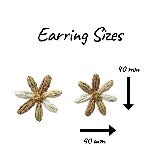 Mixed Naturals Woven Daisy with Metal Backing Earrings Set — view 2