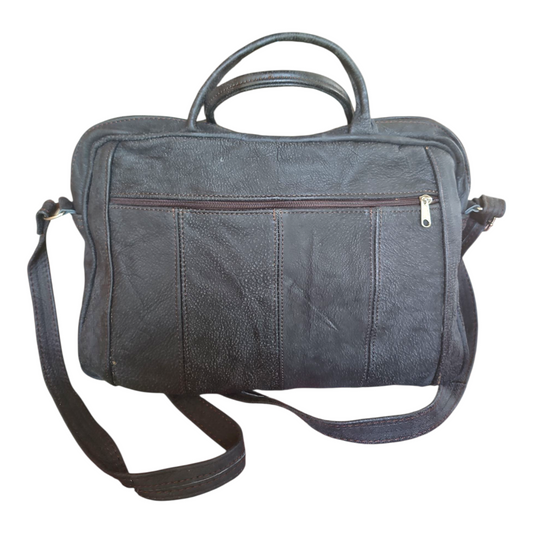 PREMIUM LEATHER LAPTOP BAG (BLACK) — view 2