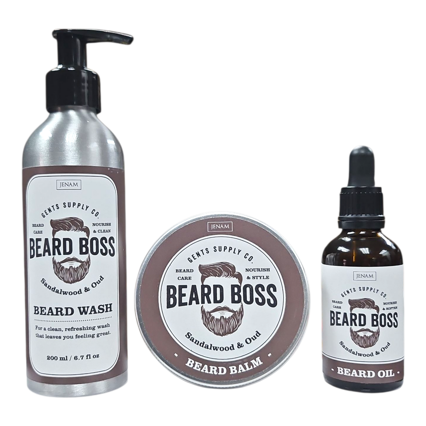BEARD WASH, BEARD BALM, BEARD OIL TRIO