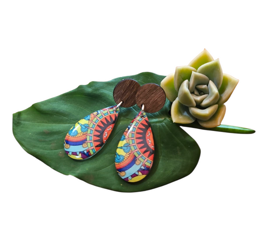 ARTY/WOOD TEARDROP EARRINGS (In Wooden Gift Box) — view 2