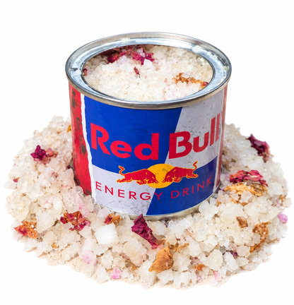 Sandalwood/Rose Bath Salt in Red Bull Tin