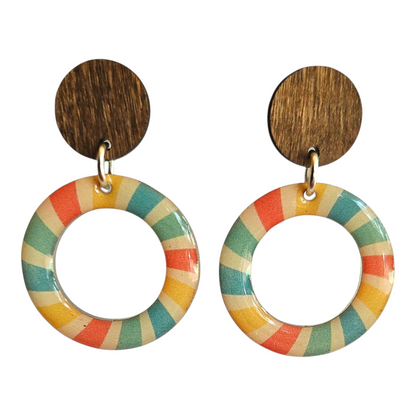 CARNIVAL/WOOD ROUND RINGS EARRINGS (In Wooden Gift Box)