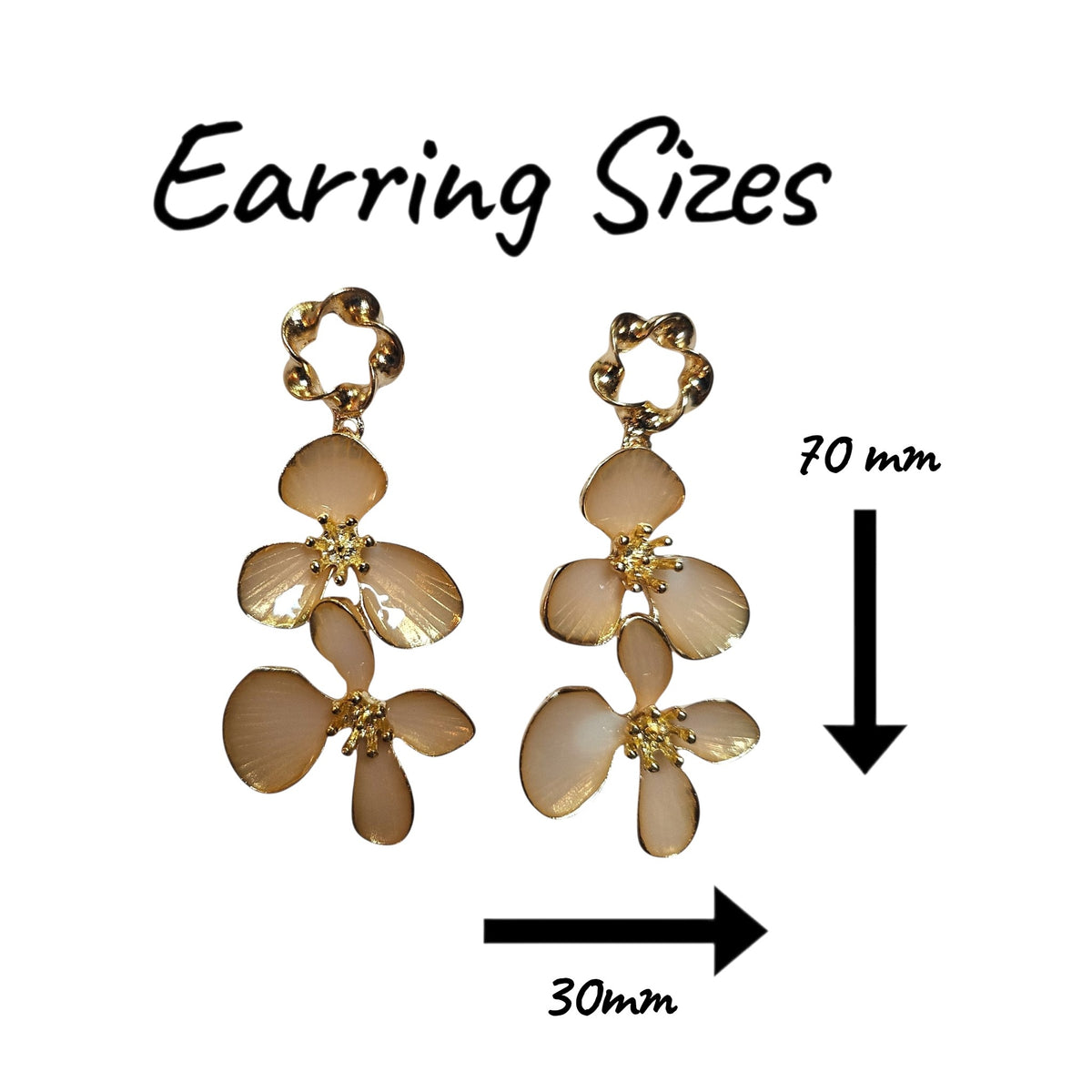 Double Floral Metal/Enamel Earring Set (Nude) — view 4