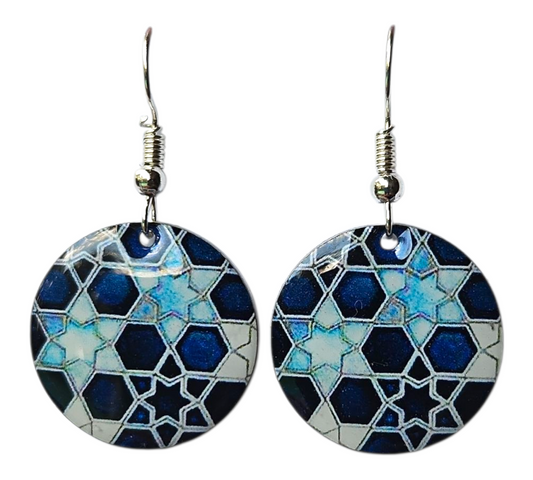 GALAXY ROUND DROP EARRINGS (In Wooden Gift Box)