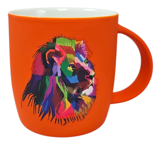 BRIGHT ORANGE LION COFFEE MUG