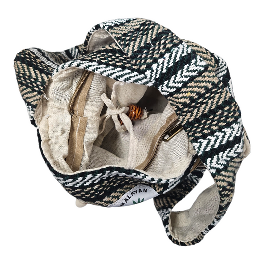 Himalayan Hemp Striped Crossbody Shoulder Bag (Green/Charcoal) — view 2