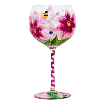 PINK LILIES HAND PAINTED GIN/COCKTAIL GLASS