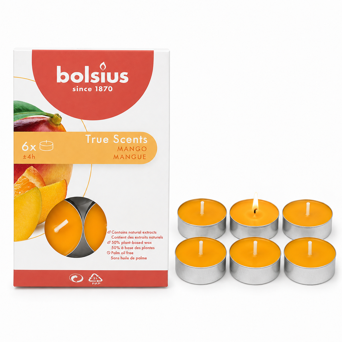 Bolsius True Scents Tealights 6's (Mango) — view 2