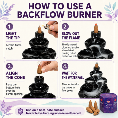 WATERFALL Backflow Incense Burner+OPIUM Backflow Incense Cones COMBO — view 2