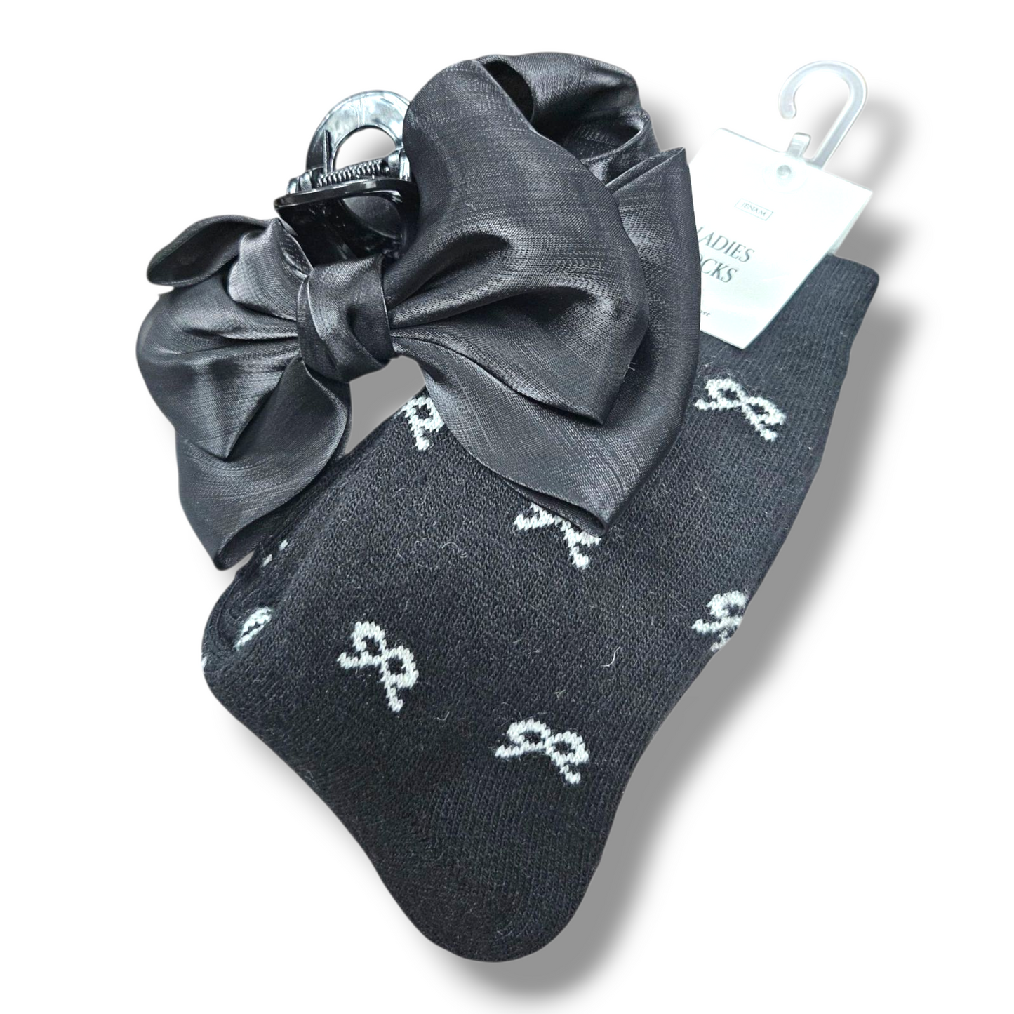 RIBBONS & BOWS COMFY SOCKS/ RIBBON HAIRCLIP DUO