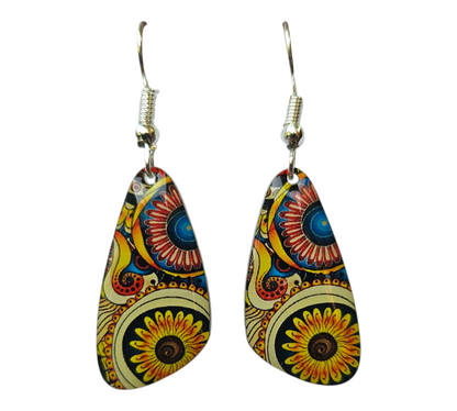TRIBAL WAVE FREEFORM DROP EARRINGS (In Wooden Gift Box)
