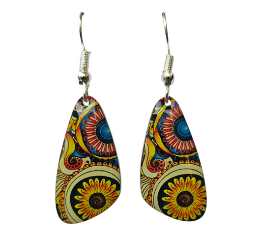 TRIBAL WAVE FREEFORM DROP EARRINGS (In Wooden Gift Box)