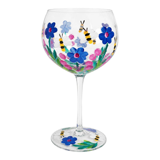 BLOOMS HAND PAINTED GIN GLASS