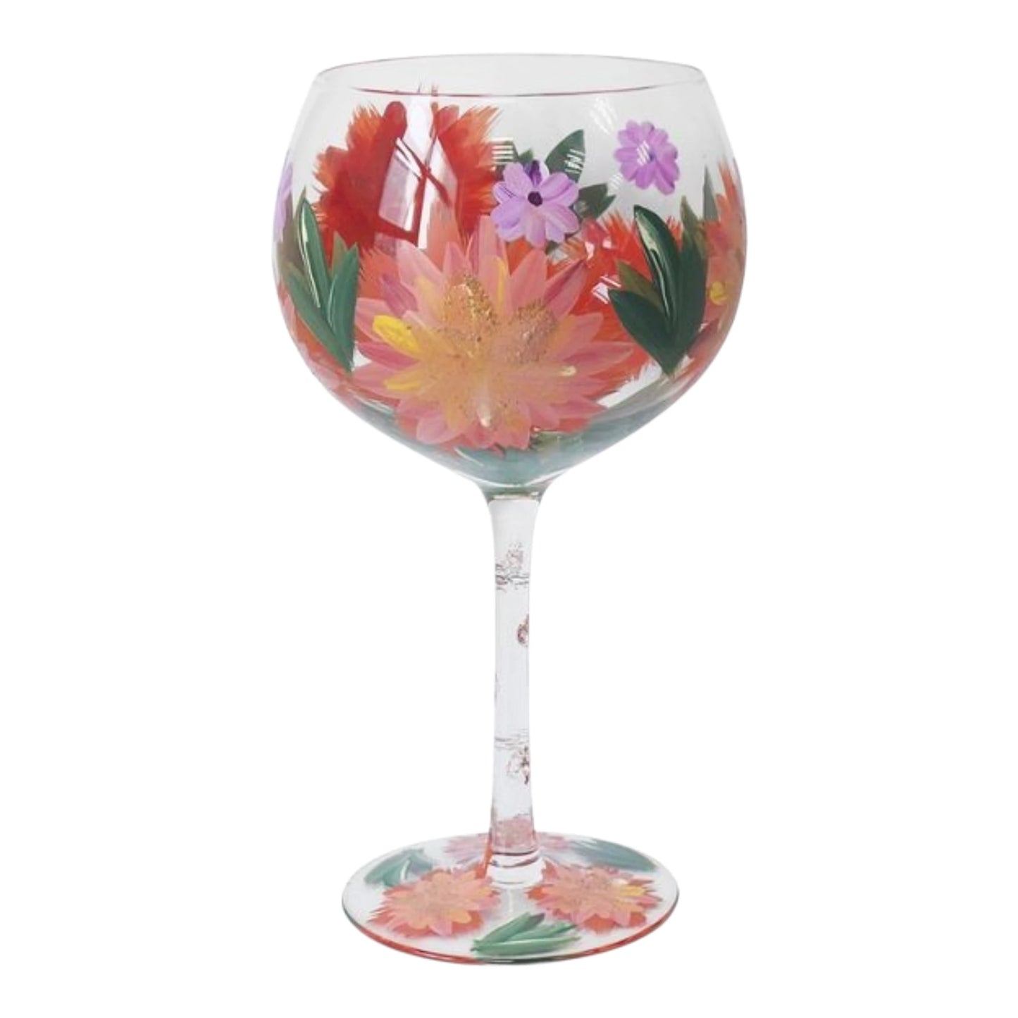DAHLIAS HAND PAINTED GIN/COCKTAIL GLASS