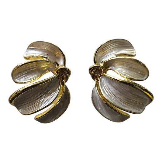 Sophisticated Metal/Enamel Earrings Set (Grey)