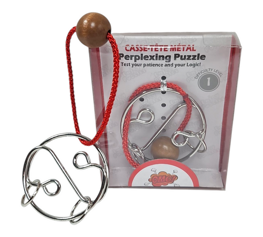 WOODEN BEAD RING METAL PUZZLE (I)