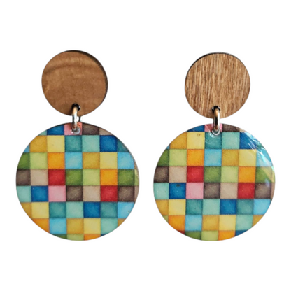 VIBRANT WOOD/ROUND EARRINGS (In Wooden Gift Box)