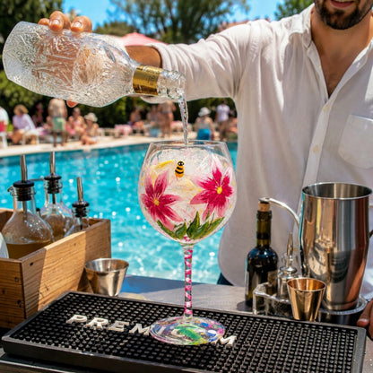 PINK LILIES HAND PAINTED GIN/COCKTAIL GLASS