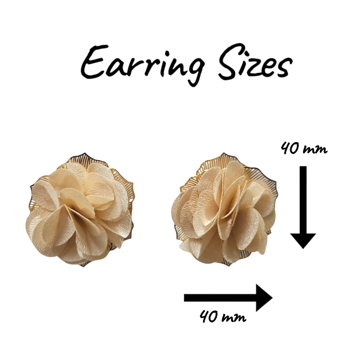 Soft Floral Petals on Delicate Metal Backing Earring Set (Cream) — view 2