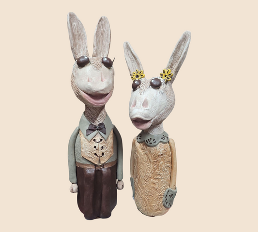 Handcrafted Clay Figurine Set 'Donkey Delight'