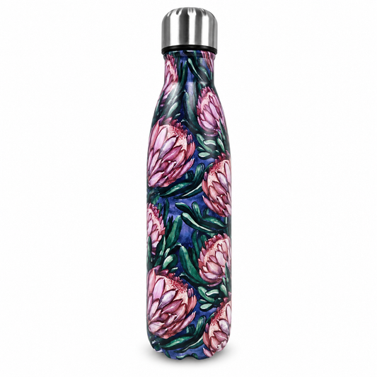 PINK/BLUE PROTEA WATER BOTTLE