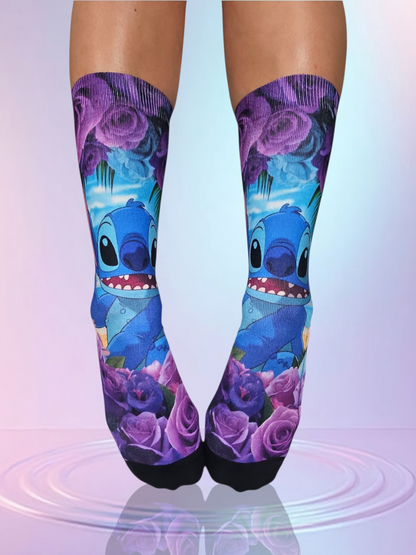 STITCH PURPLE ROSES SOCKS