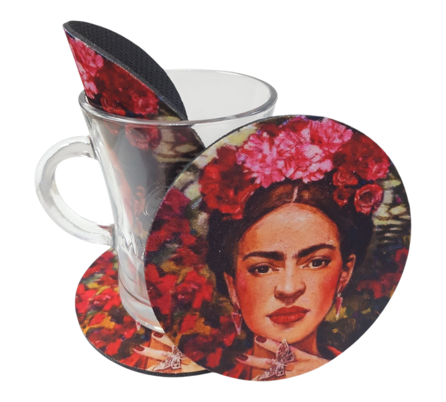 FRIDA KAHLO PINK BOUQUET COASTER