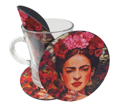 FRIDA KAHLO PINK BOUQUET COASTER
