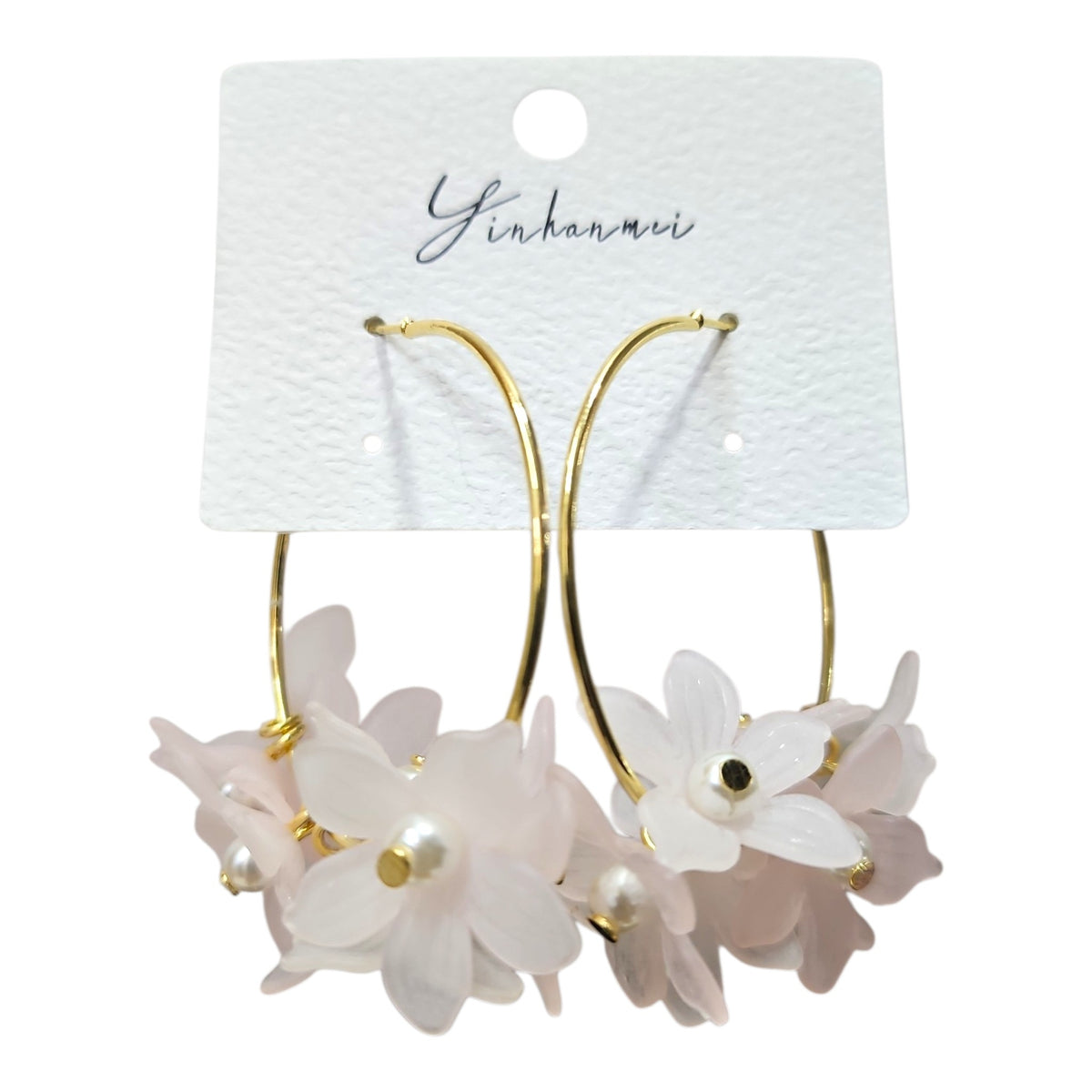 String of Daisies on a Loop Earring Set (Light Pink) — view 3