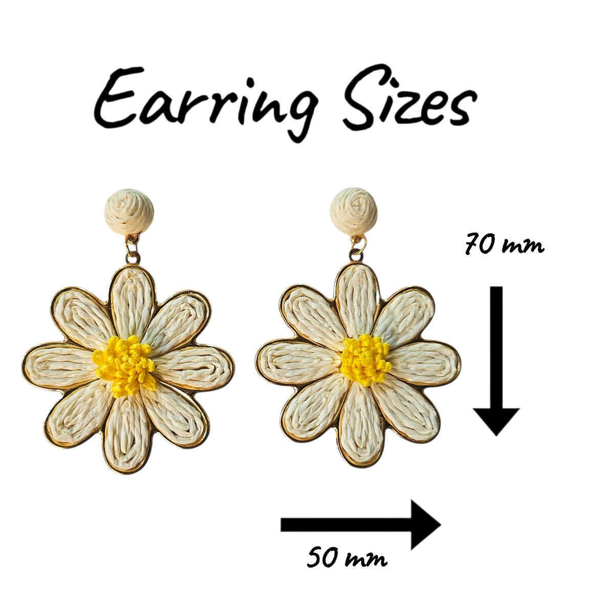 Daisy Woven on Metal Base Earring Set (White) — view 4