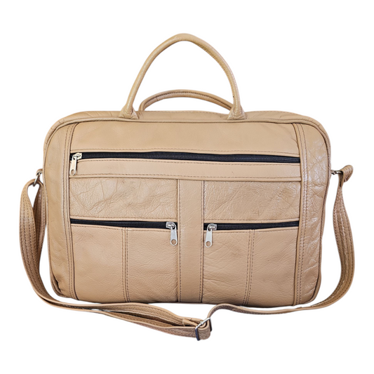 PREMIUM LEATHER LAPTOP BAG (BEIGE)