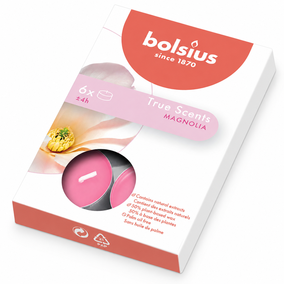 Bolsius True Scents Tealights 6's (Magnolia)