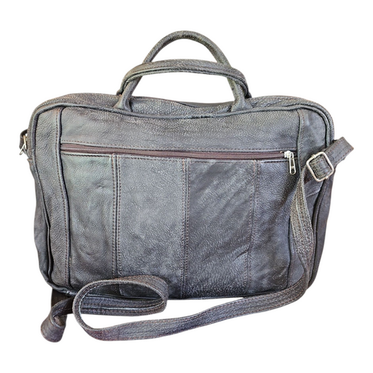 PREMIUM LEATHER LAPTOP BAG (GREY) — view 2