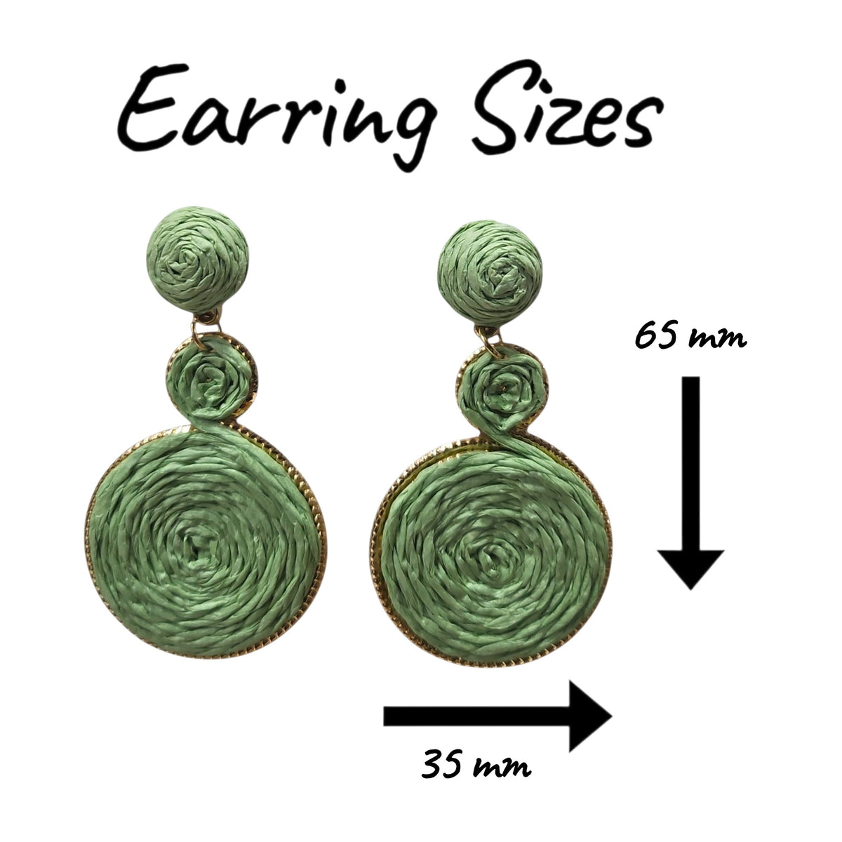 Woven Hanging Triple Loop on Metal Base Earrings Set (Mint Green) — view 2