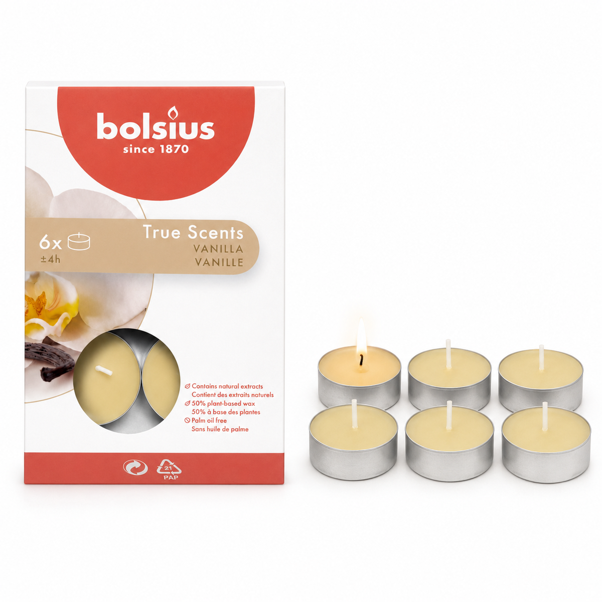 Bolsius True Scents Tealights 6's (Vanilla) — view 2