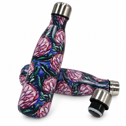 PINK/BLUE PROTEA WATER BOTTLE