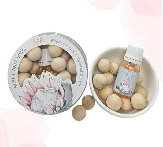 Protea SCENT YOUR SPACE WOODEN BEADS and FRAGRANCE OIL