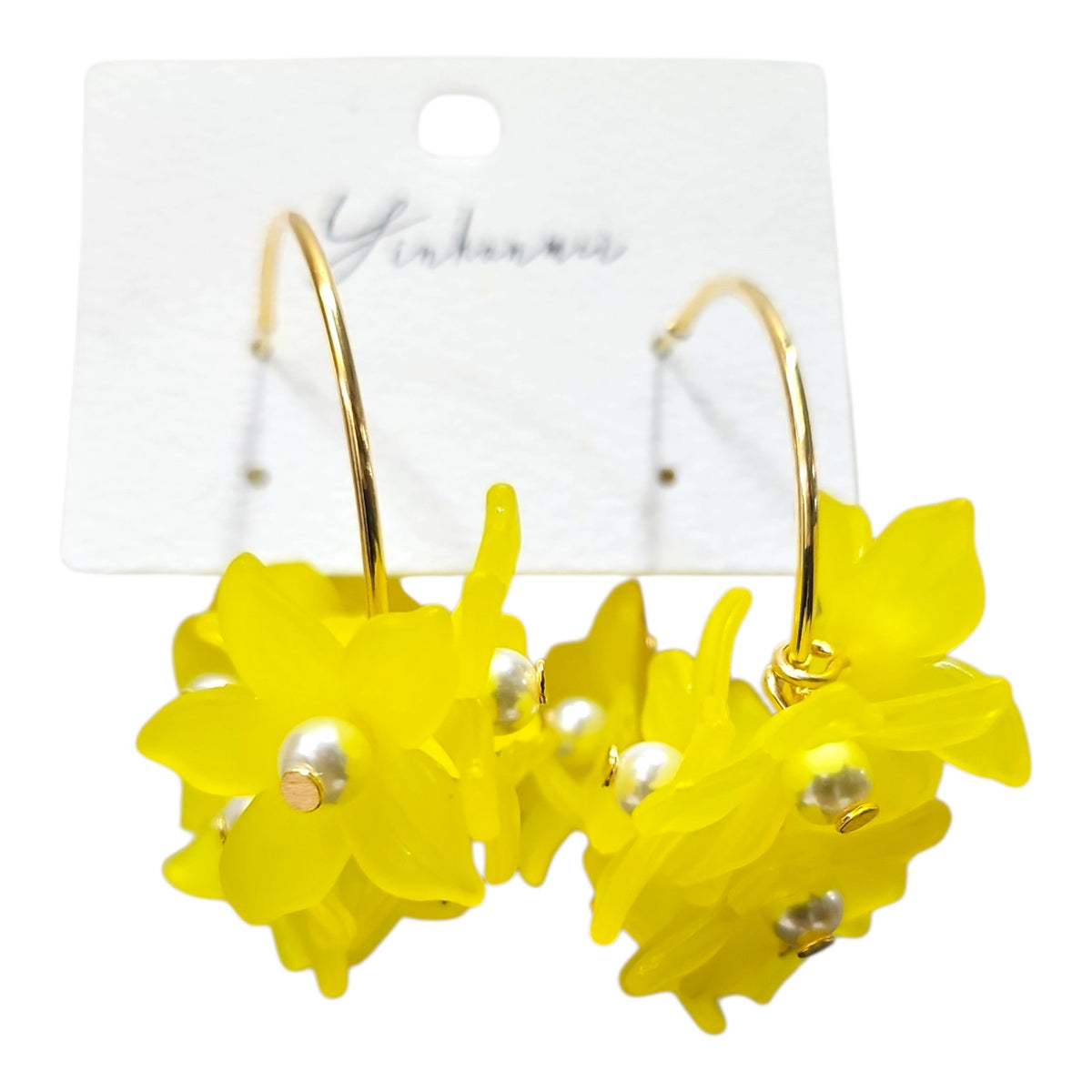 String of Daisies on a Loop Earring Set (Yellow) — view 4